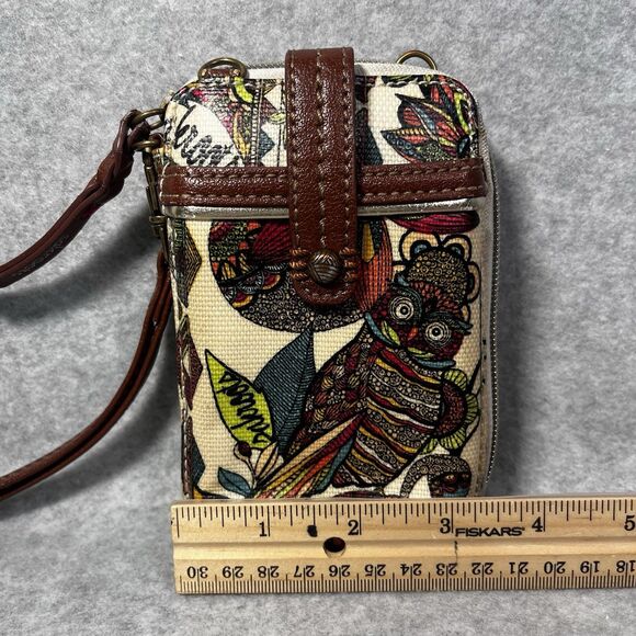 SAKROOTS Owls Floral Peace Cell Phone‎ Zip Wallet Wristlet Pouch No Strap - Picture 15 of 16